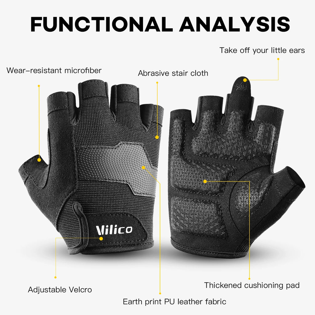 Half Finger Gloves Gym Fitness Anti-Slip Women Men Gel Pad Gloves Gym Cycling Fingerless Gloves Bicycle Accessories