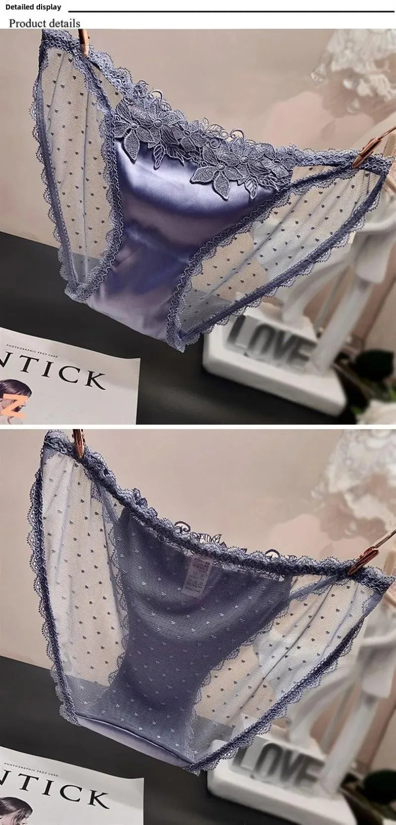 Women's Underwear Sexy Fashionable Satin Lace Thangka Embroidered Transparent Enticing Women's Underwear