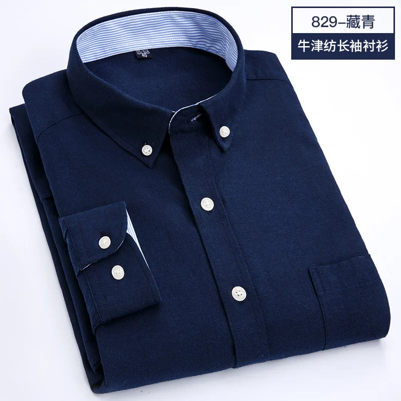 Men's Long Sleeve Shirt Spring Summer Autumn Winter Oxford Woven Slim Free Ironing Comfortable Soft Casual Fashion Simple Work