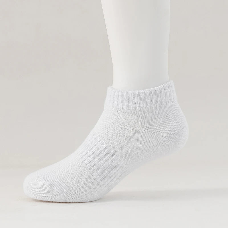 6 Pairs Kids Socks Breathable Mesh Girls Ankle Socks White Black Solid Colors Boys Sports Socks for Spring Summer