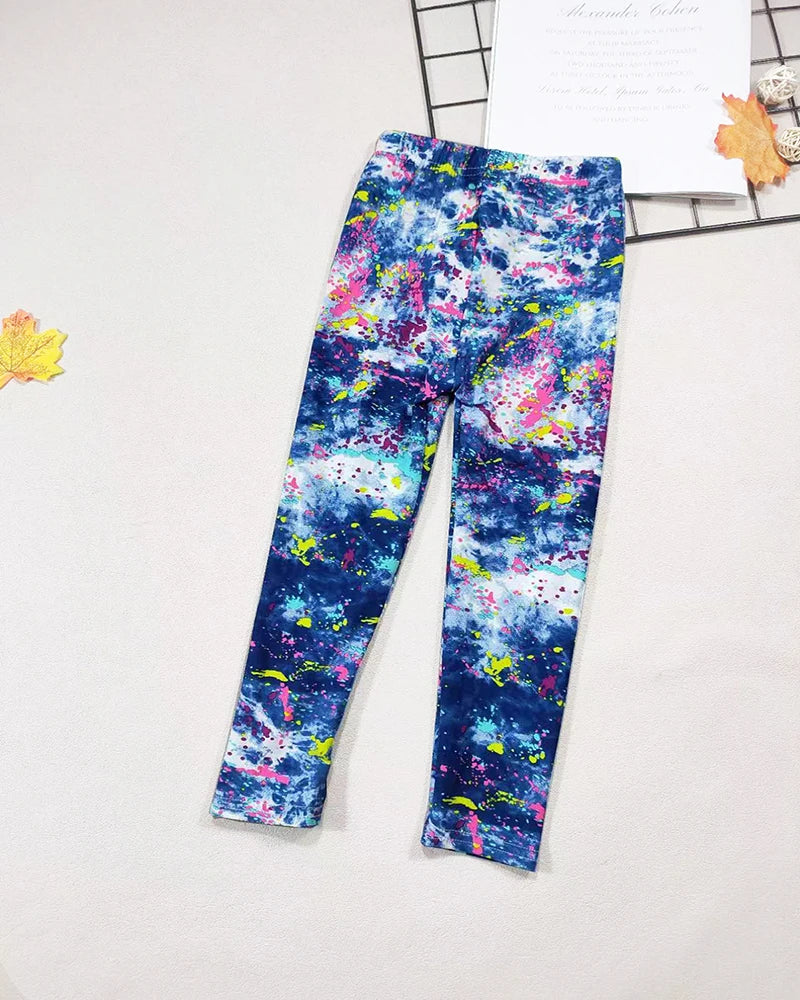 Girls' Leggings Fashion Cartoon Tight Pants Spring and Autumn Baby Girls Slim Fit Flower Leggings Summer Children's Pants