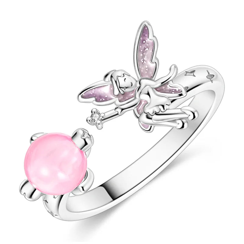 925 Silver Open Ring Sunflower Bee Star Eternal Love Jewelry Women's Wedding Gift