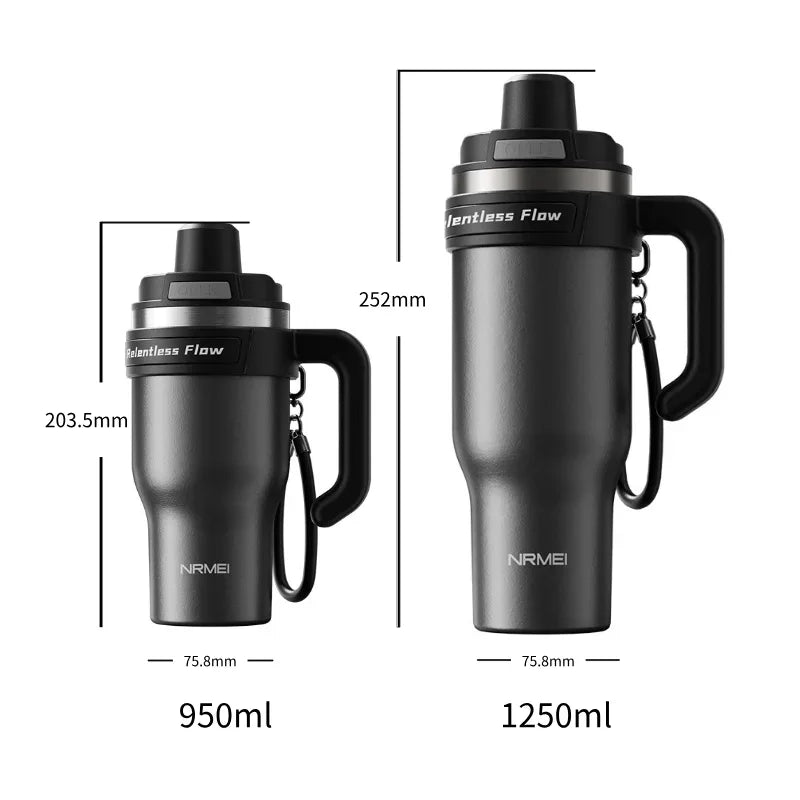 Ceramic Inner Insulated Tumbler Cold Large Water Bottle Car Cup  with Handle Straw Multipurpose Fitness