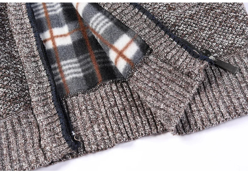 Cardigã de homem quente para outono/inverno, camisolas de lã, casacos com fecho completo, camisola de malha de marca de luxo com corte justo, camisola americana