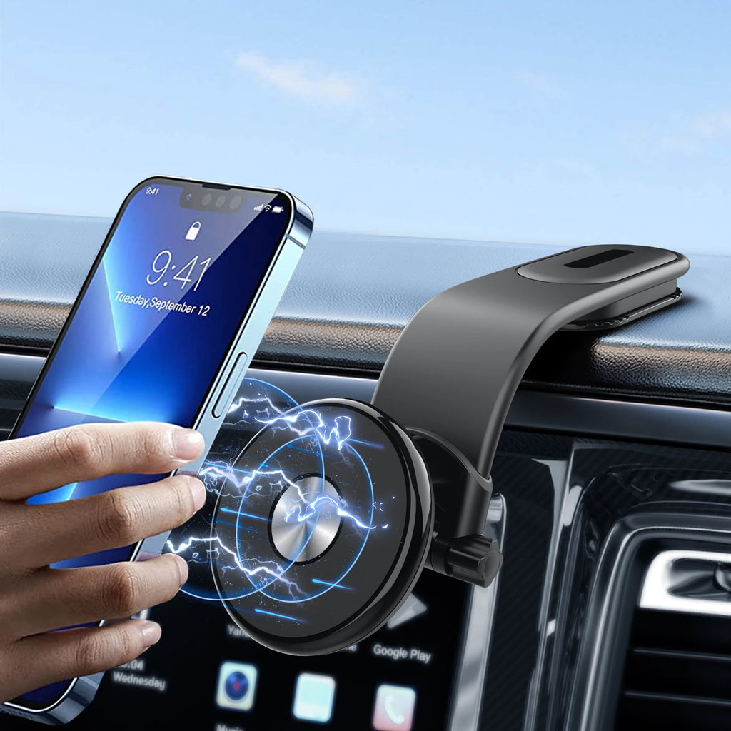 Bendable Aluminum Arm Magnetic Car Phone Holder Universal Car Dashboard Cell Phone Mount for MagSafe iPhone 17 16 Xiaomi Huawei