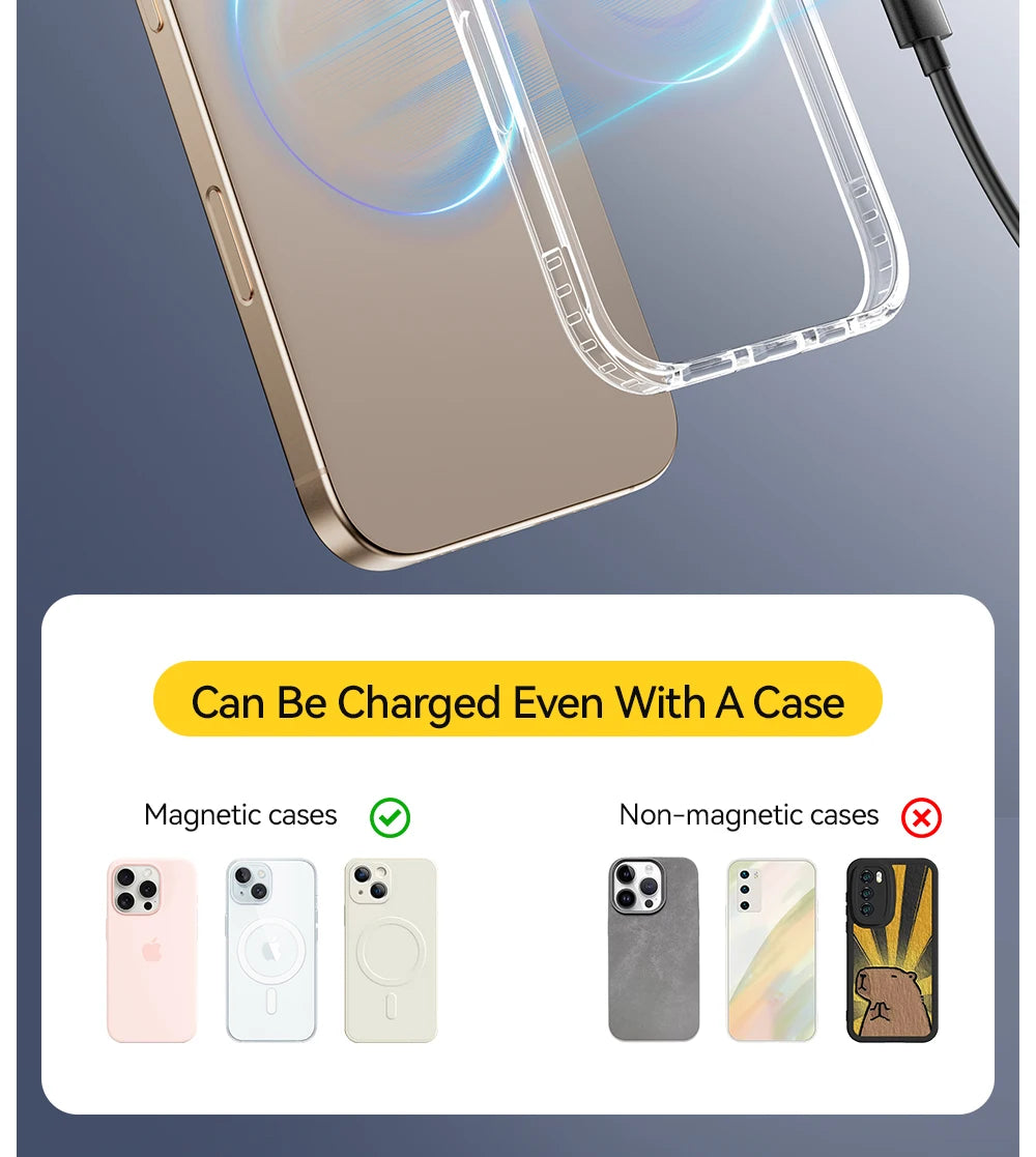 Essager Magnetic Wireless Charger With Holder 15W Fast Charging For iPhone16 15 14 13Pro Max Airpods Mini Wireless Phone Charger