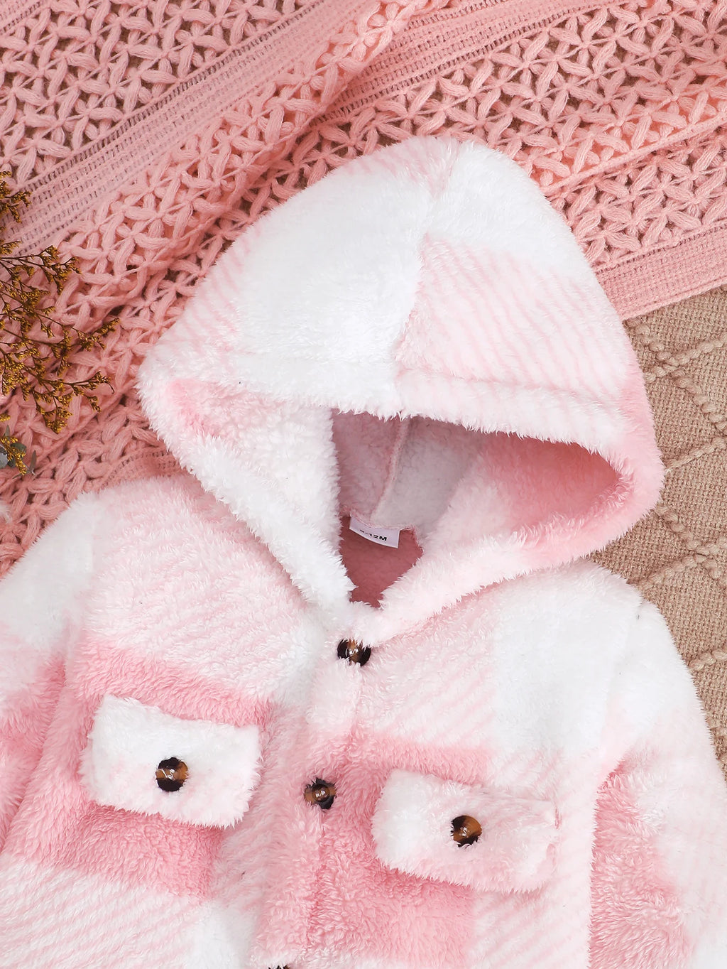 Baby Boys and Girls Plaid Romper Hooded Long Sleeved Plush Jumpsuit Winter Warm Bodysuit Clothes for 3-24 Months Toddler Boy