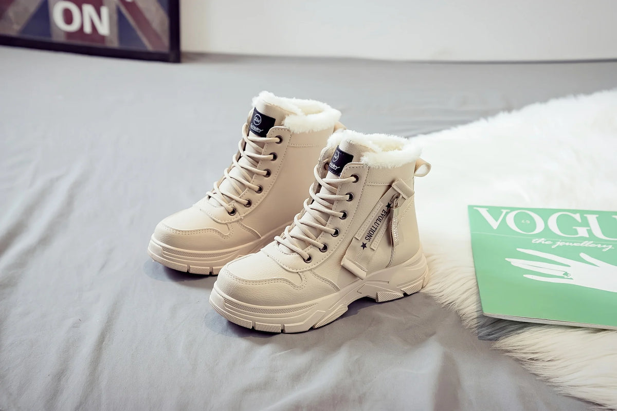 Botins de Senhora, Botins Curtos, Botas de Inverno com Forro Espesso e Isolamento, Elegantes e Versáteis, Botas de Inverno de Sola Grossa