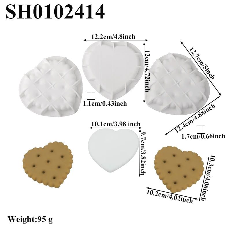 Moldes de silicone para bolachas, chocolates ou bolos em forma de coração, quadrado ou retangular, utensílios de cozinha para pastelaria e sobremesas