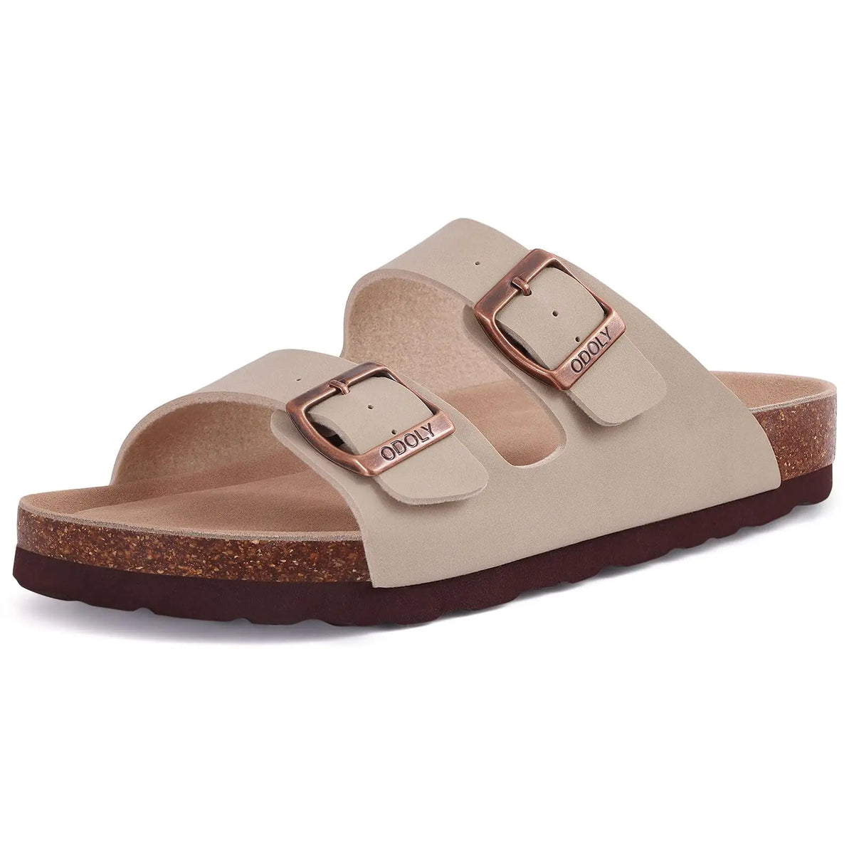 Kidmi Men's Cork Footbed Slide Sandal Slip On Sandals  Women Cork Sandals Nonslip Beach Sandals Female Adjustable Buckle Slides