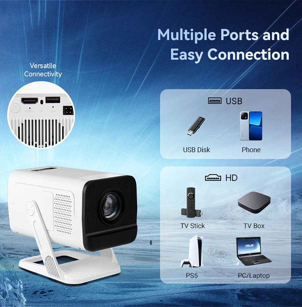 PROGAGA PG310 Mini Portable Projector 4K 1080P 720P Android 300Ansi BT5.4 Projetor PG310 Smart Home Theater Outdoor Video Beamer