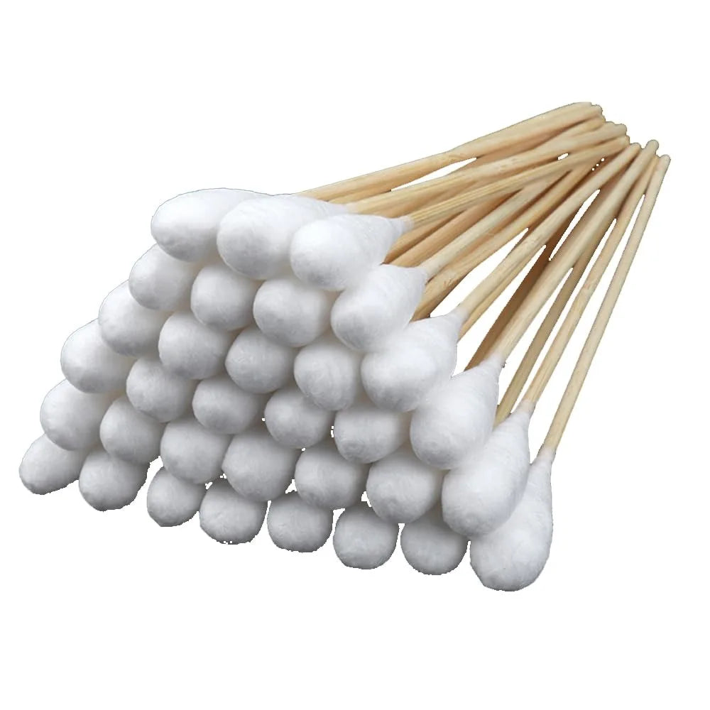 100/300Pcs 6 Inch Long Cotton Swabs with Wooden Handles, Cotton Tipped Applicator for Cleaning, Cotton Sticks Oil Makeup