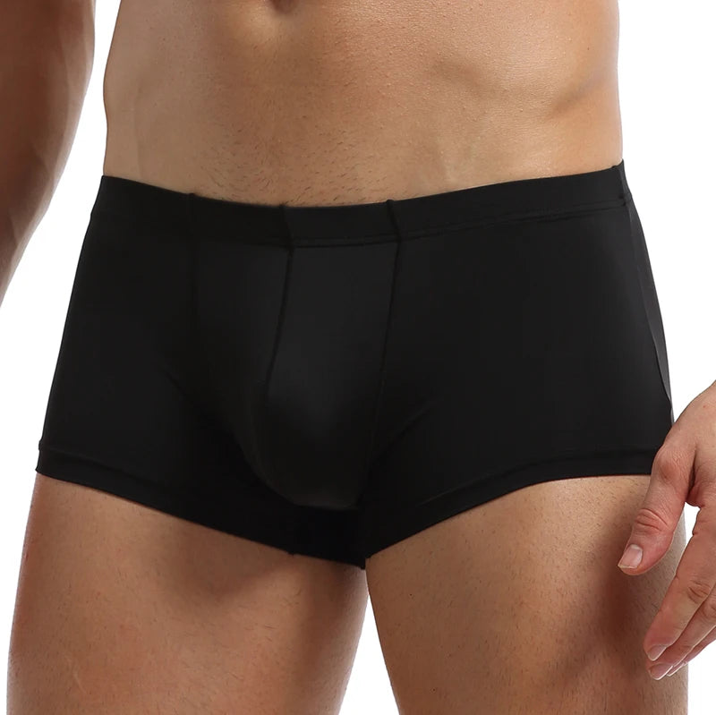 Men's Ice Silk Boxers Breathable Panties Male Large Ultra Thin Boxer Shorts Sexy Underwear