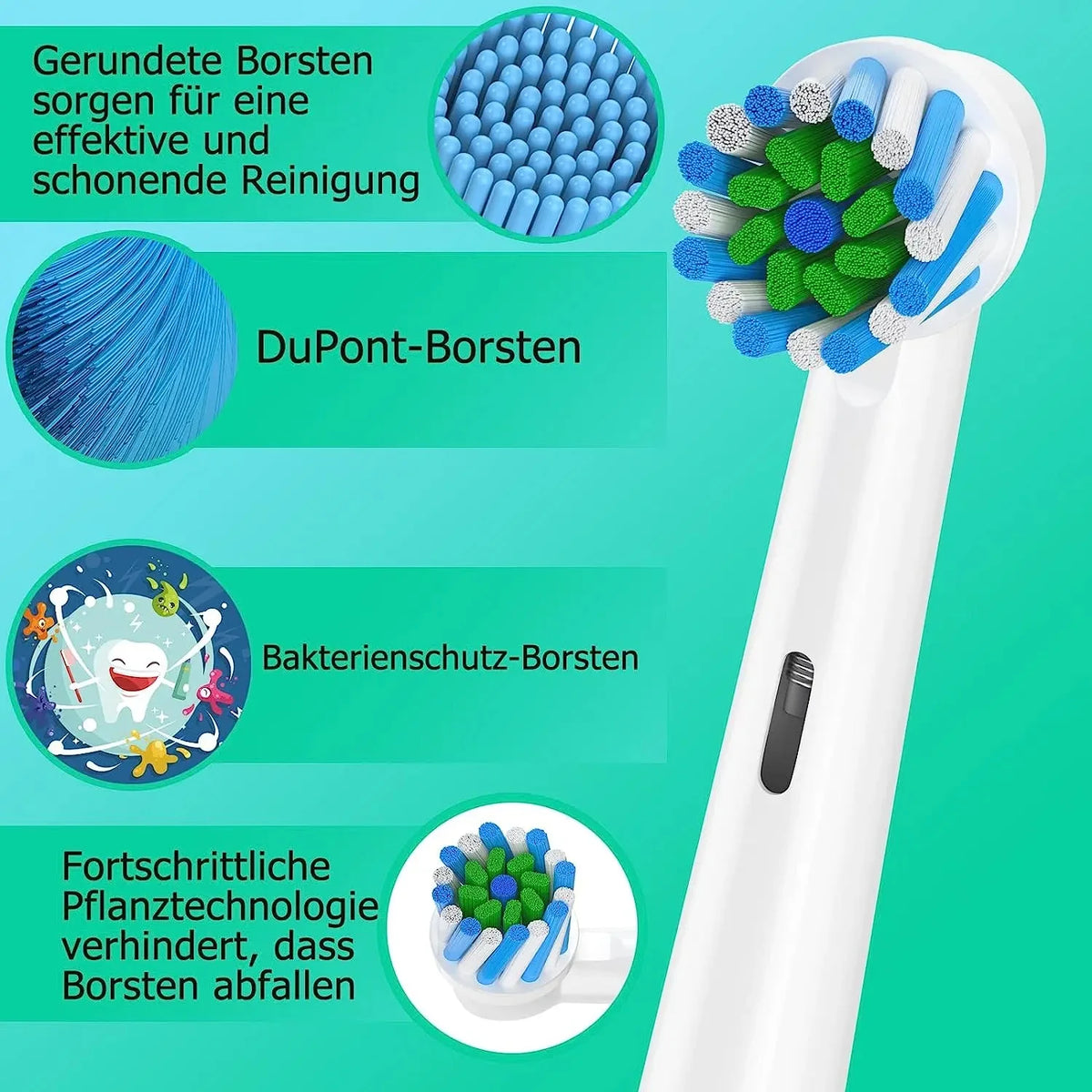 4 toothbrush heads, compatible with Braun Oral-B electric toothbrush, replacement brush heads for Vitality Pro 1000 2000