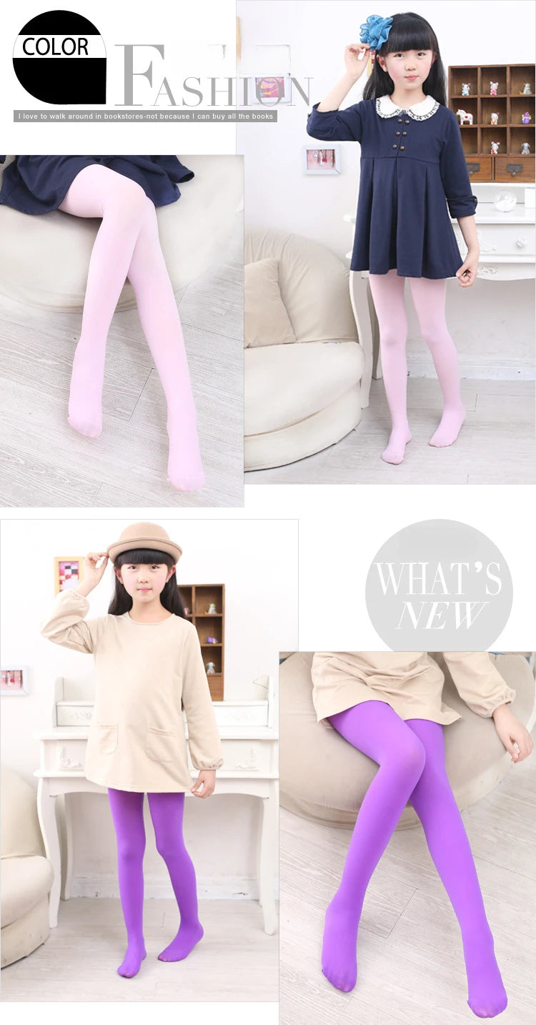 Summer Spring Candy Color Kids Pantyhose Ballet Dance Tights for Girls Stocking Children Velvet Solid White Pantyhose
