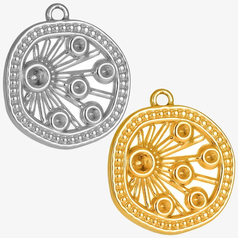 6pcs/Mix Classic Gold/Silver Color Heart Shaped Cross Irregular Shaped Pendant Stainless Steel Diy Women Necklace Accessories