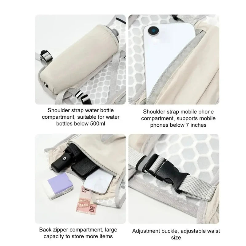 New Running Water Bottle Storage Vest Lightweight Running Vest Reflective Hydration Water Chest Pack With Phone Holder