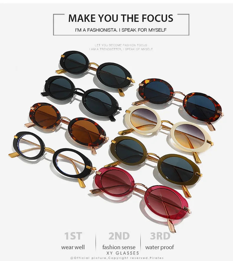 Fashion Small Oval Sunglasses Women Europe Popular Ins Cool Blogger Uv400 Sun Glasses Brand Designer