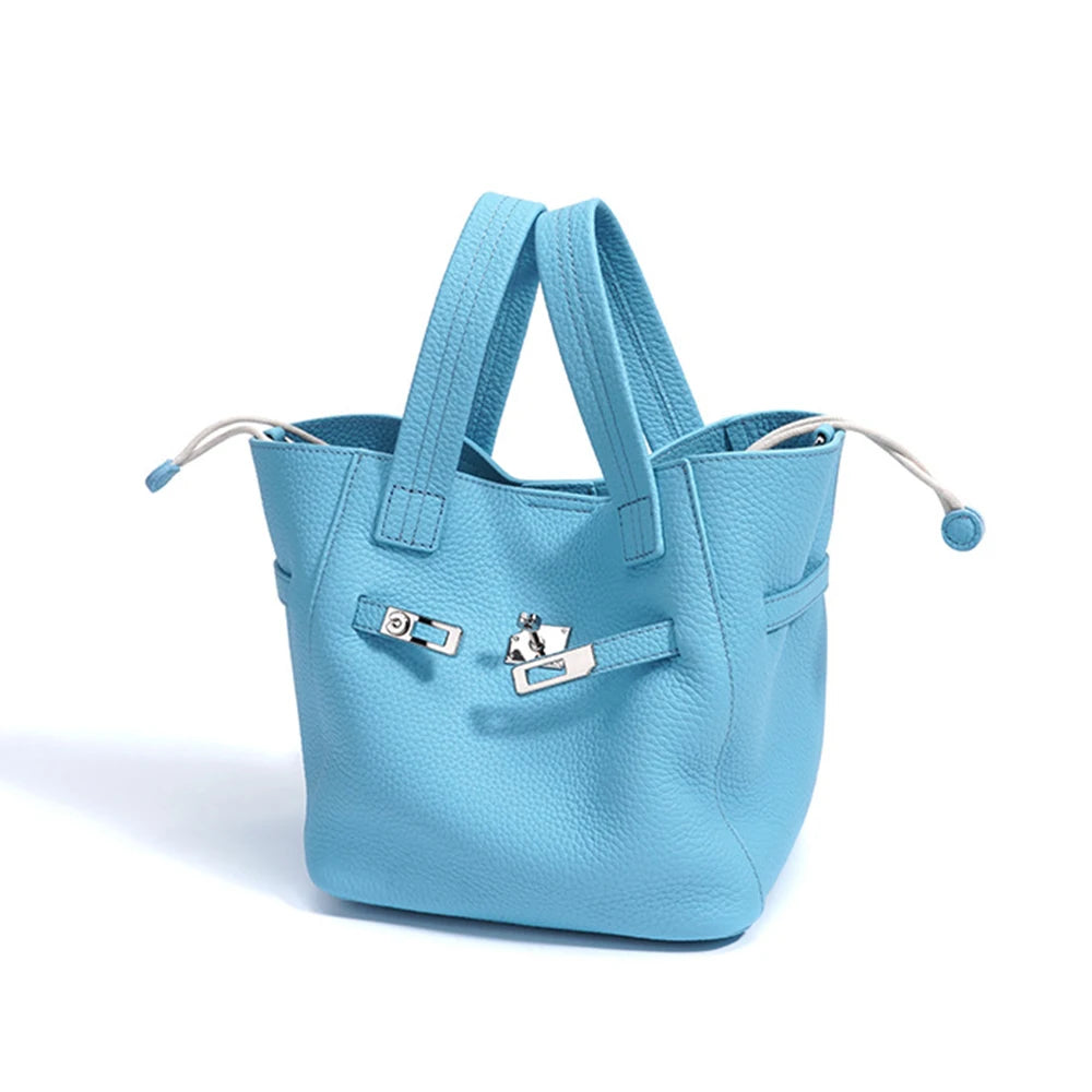 Fashion Original Brand Women Bag Genuine Leather Female Top Handle Soft New Handbags Custom Name Luxury Designer Tote Bucket Bag