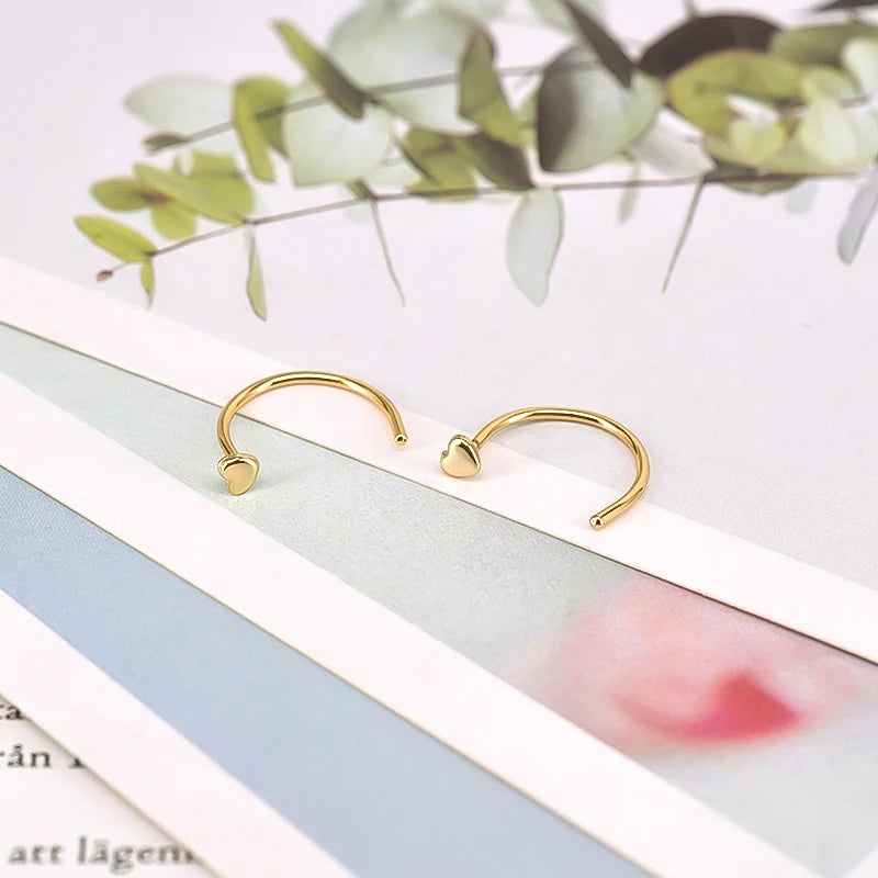 925 Sterling Silver Ear Buckle Retro Metal Heart Pendant Hoop Earrings for Women CZ Huggie Earrings Fashion Females Jewelry