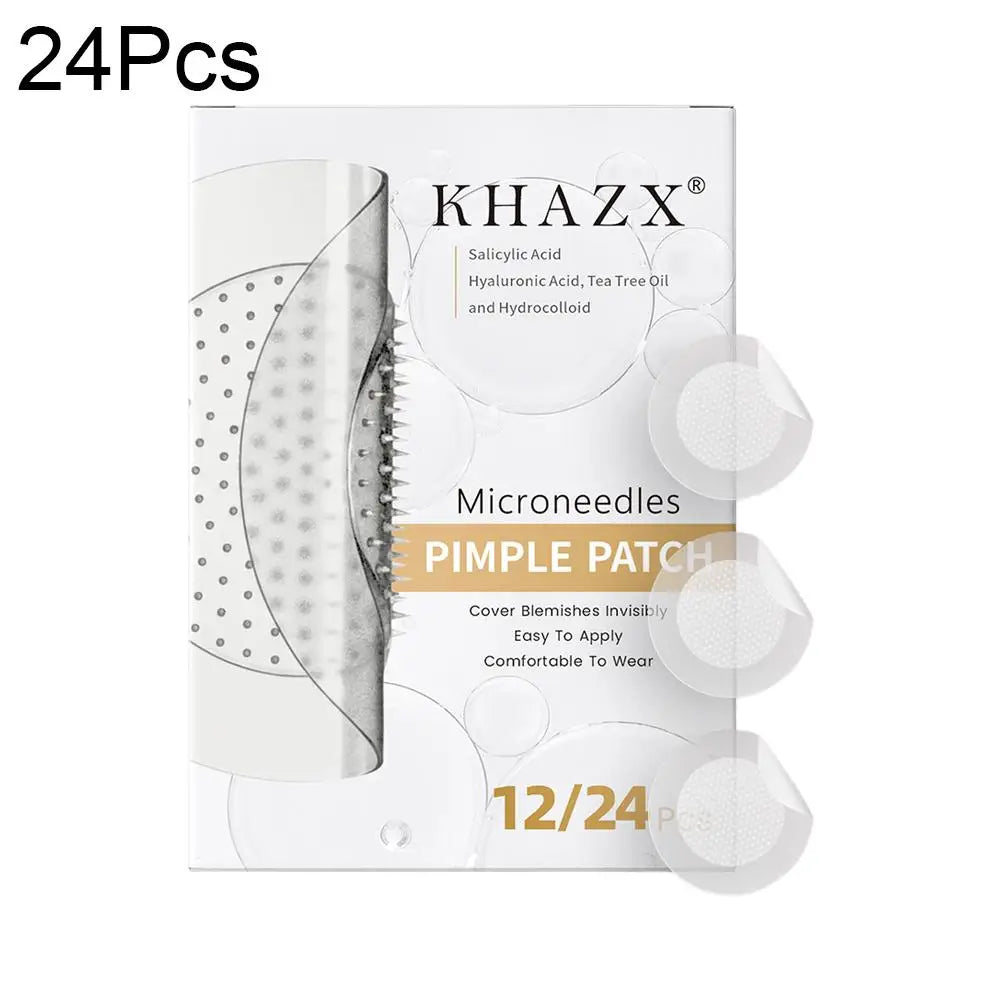 12/24PCS Microneedle Acne Patch Hydrocolloid Invisible Rounded Corner Acne Cover Patches Daily Gentle Skincare Unisex