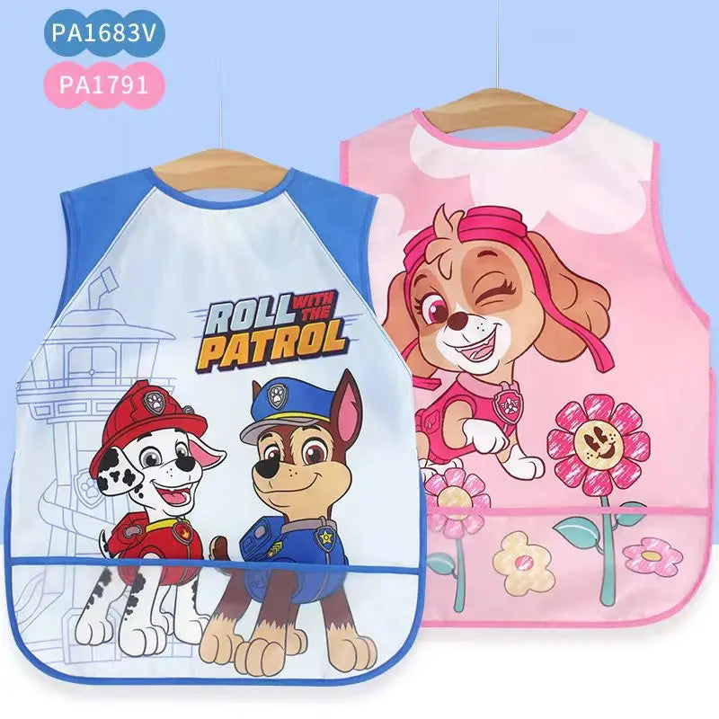 Genuine Paw Patrol Baby Bibs Colorful Cartoon Waterproof Bib Infant Eating Children Drawing Sleeveless Pocket Apron Self Feeding