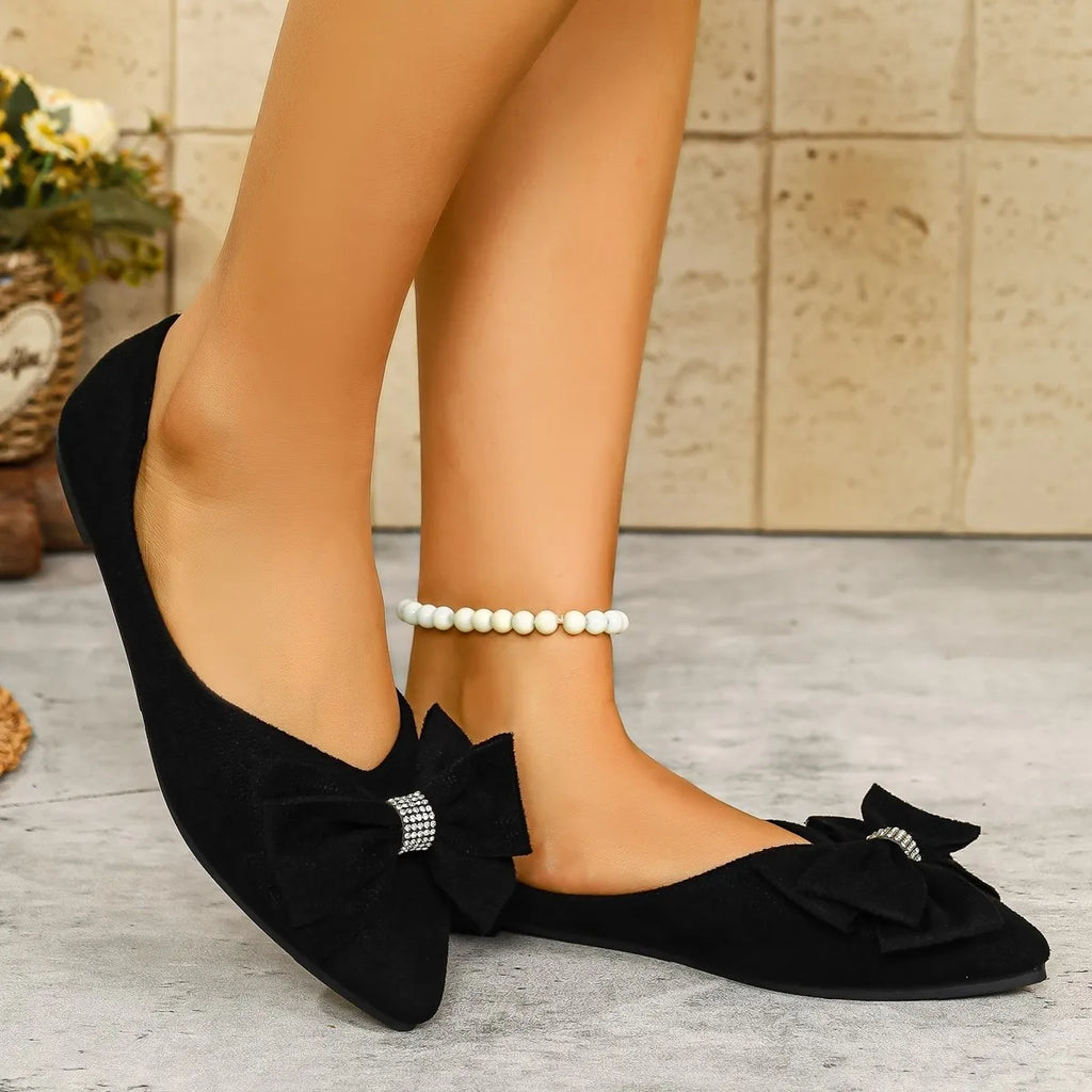 Women Flats Shoes 2026 Summer New Bow Pointed Toe Female Loafers Walking Fashion Sneakers Casual Shallow Breathable