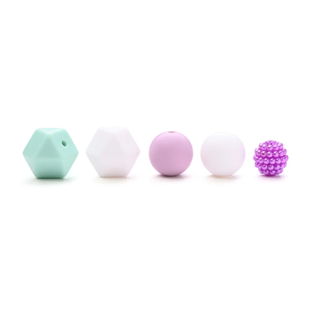 7Pcs Silicone Bead Set Soft Non Toxic Biteable Silicone Beads for Handmade Pacifier Chain Teeth Grinding Jewelry