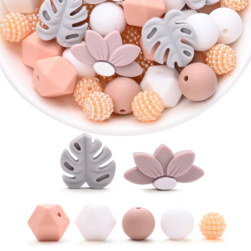 7Pcs Silicone Bead Set Soft Non Toxic Biteable Silicone Beads for Handmade Pacifier Chain Teeth Grinding Jewelry