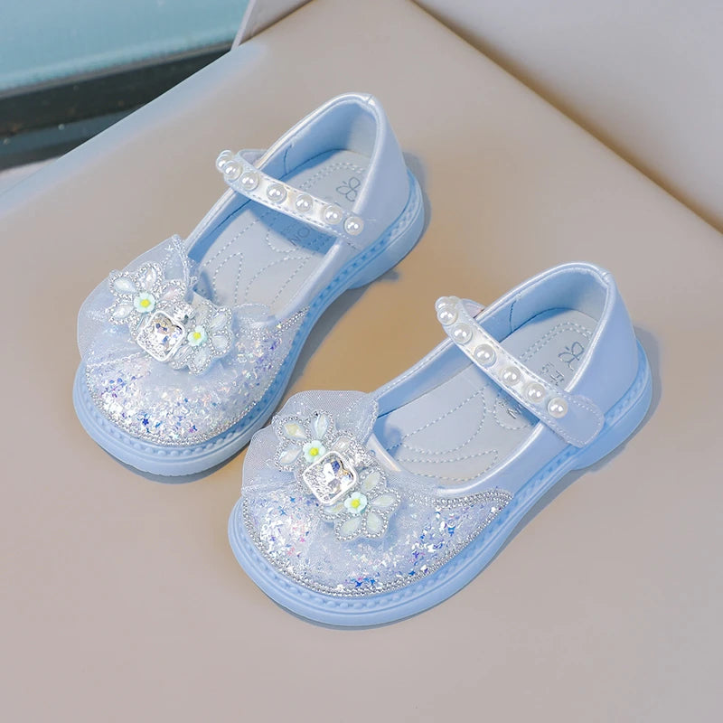 Hot Selling Lightweight Children's Comfortable Bow Soft Flat Shoes Spring and Autumn Fashion Princess Pearl Elegant Casual Shoes