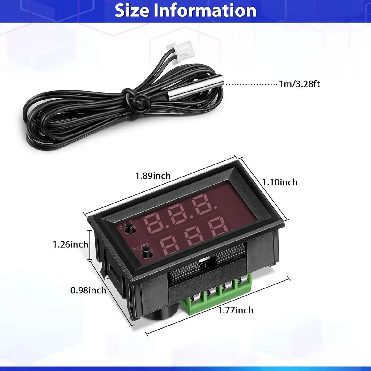 2 Pcs 12V fan thermostat, temperature controller, digital display intelligence, switch, microcomputer digital thermostat, small