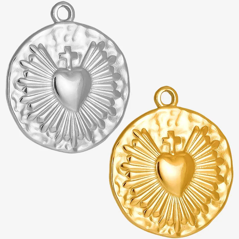 6pcs/Mix Classic Gold/Silver Color Heart Shaped Cross Irregular Shaped Pendant Stainless Steel Diy Women Necklace Accessories
