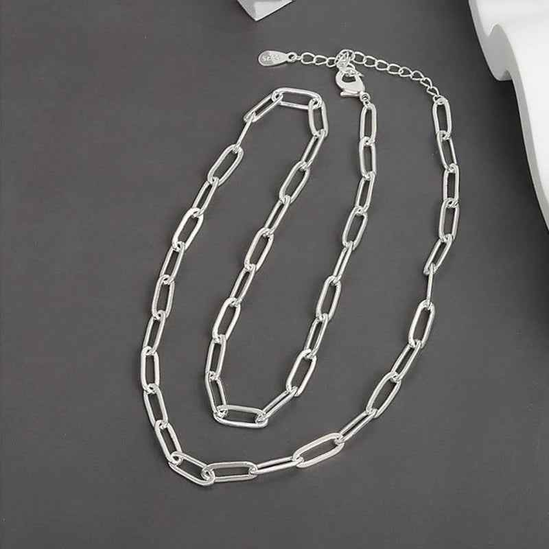 925 Silver Necklace Punk Wealth Good Wish Matte Ball Bread OT Clasp Stackable for Women Girl Jewelry Gift Dropshipping Wholesale
