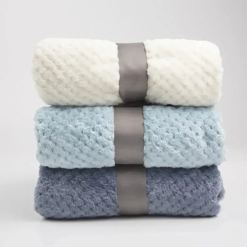 No Ribbon Baby Blanket Soft Fleece Infant Quilt Bedding Swaddle Wrap Blanket Warm Newborn Stroller Sleep Cover Nursery