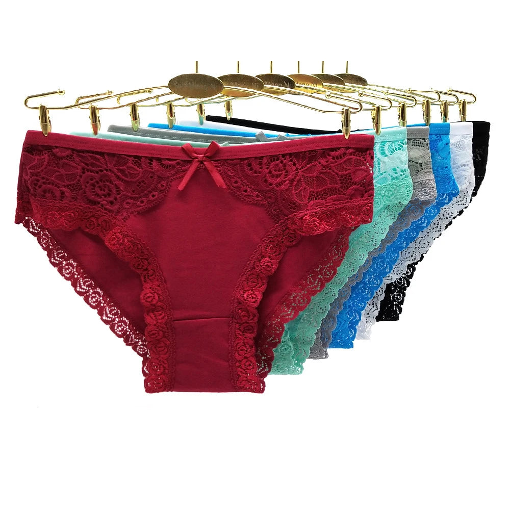 Women Underwear Cotton Sexy Lace Ladies Knickers Panties Low Waist Everyday Briefs 6 pcs/lot