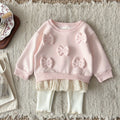 Cotton Baby Girl Clothing Bow Decoration Lace Hem Sweatshirt Elastic Waistband Pants Clothes Fall Outfits Baby Clothes for Newbo