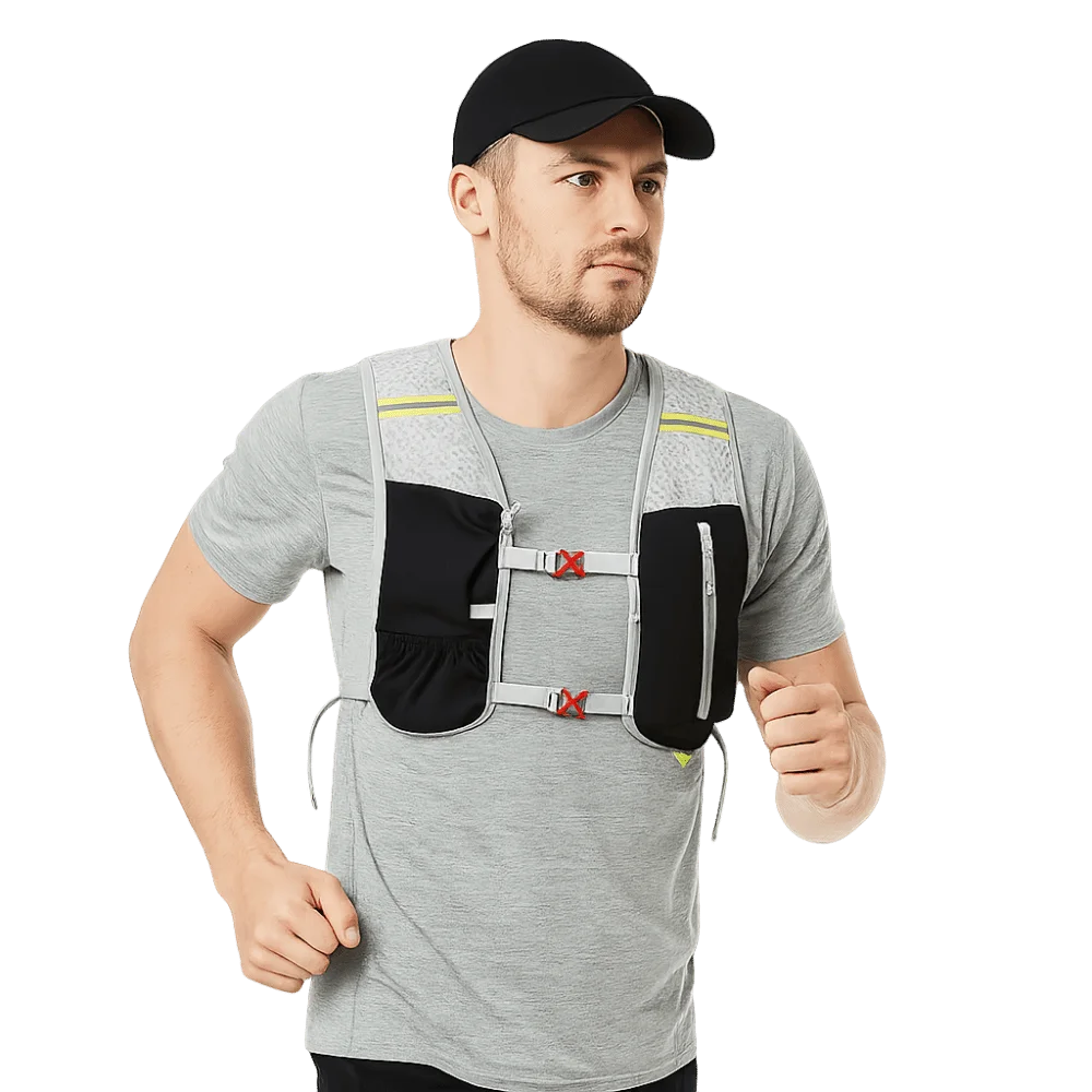 Waterproof Polyester Running Water Bottle Storage Vest Breathable With Phone Holder Marathon Hydrating Backpack Reflective