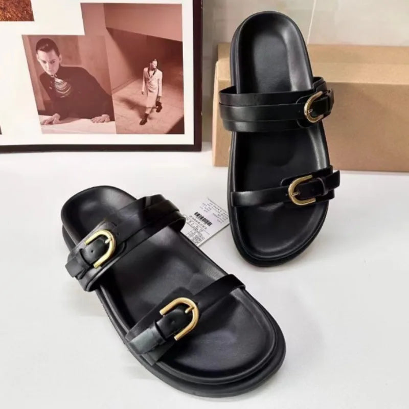 2026 Women's Summer Shoes Casual Platform Leopard Print Outside Beach Shoes for Ladies Open Toe Plus Size Fashion Footwear