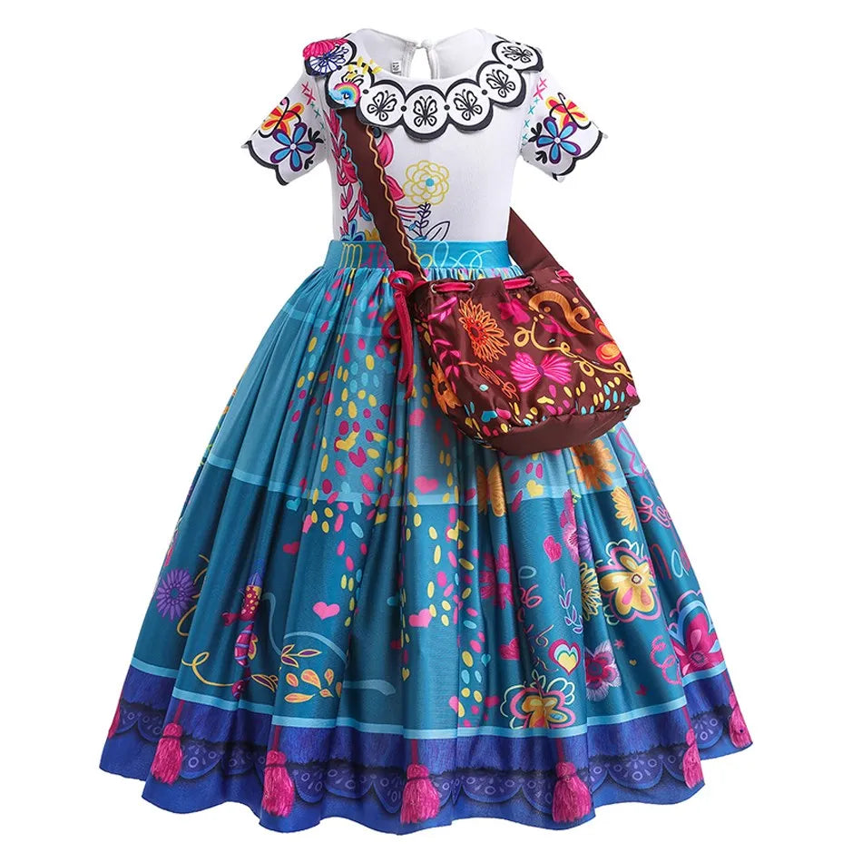 Children Princess Dress Kids Flower Madrigal Cosplay Costume Girls Mirabel Christmas Halloween Clothes Summer Outfit 2-10 Years