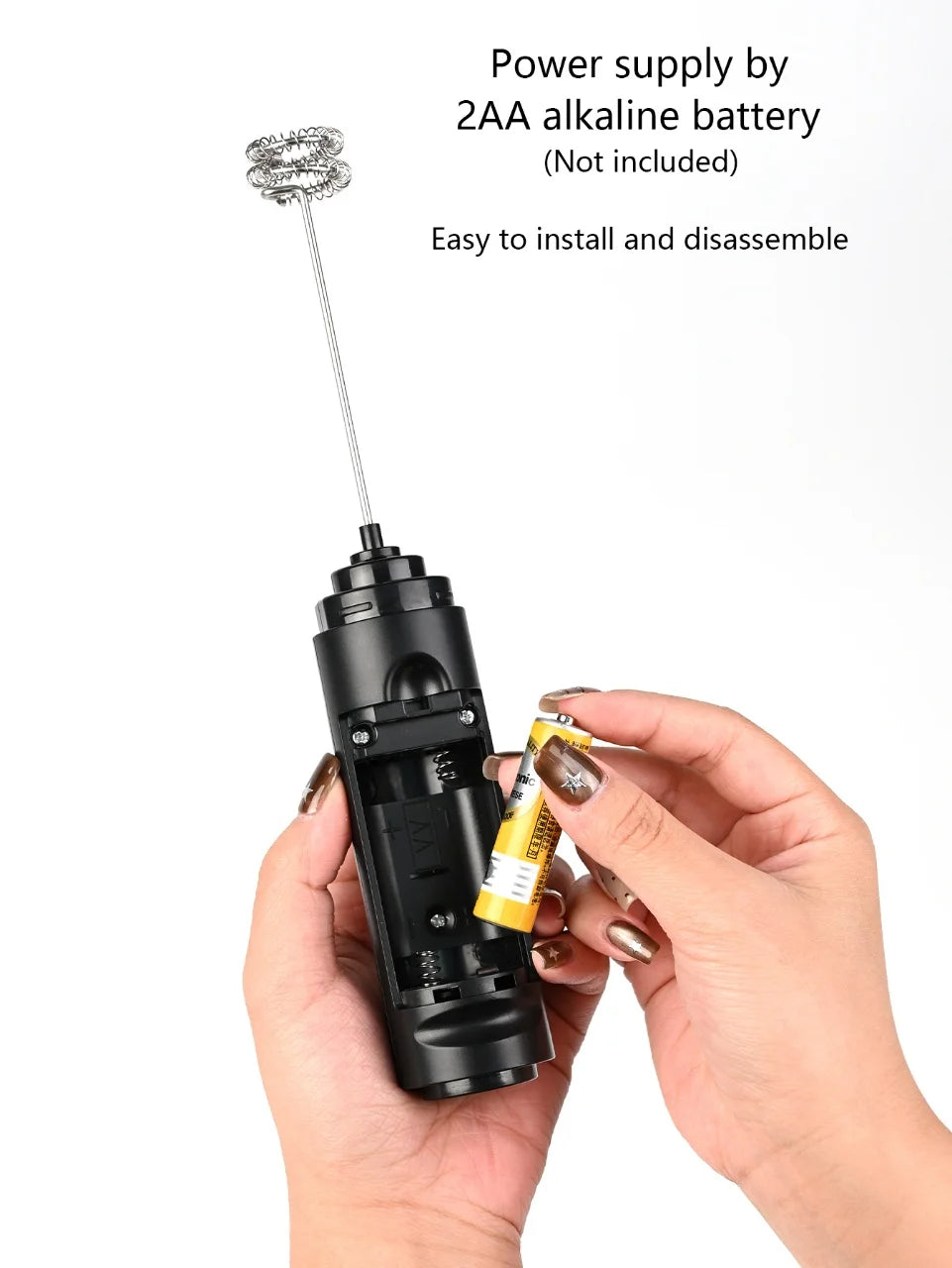 Hand-Held Electric Milk Foam Maker Coffee Mixer Kitchen Strong Egg Beater Mixer Battery AA Powered