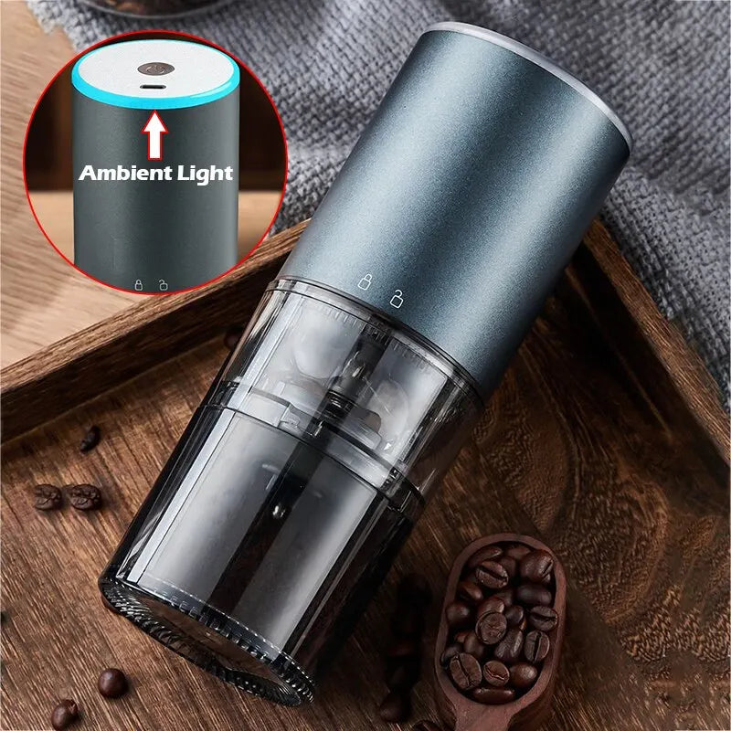 Electric Coffee Grinder LED Display Baking Paint Pulverizer Black Pepper Grinder Type-c Rechargeable Portable Automatic Machine