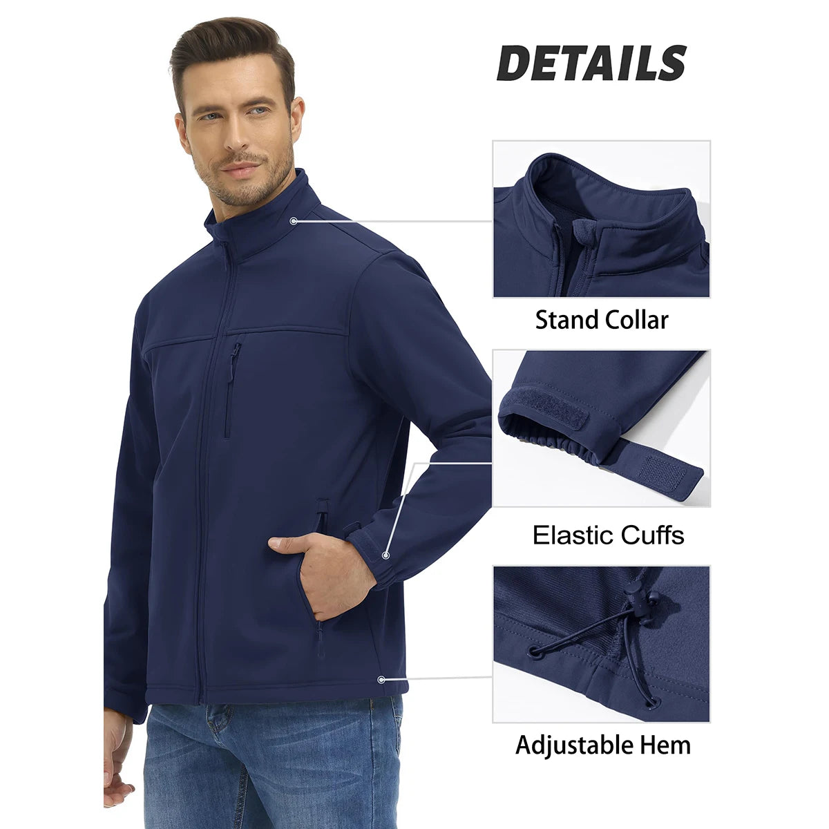 TACVASEN Blusão Impermeável para Homem Caminhada Outdoor Fecho Completo Corta-vento Forro Polar Quente Outono Inverno Trabalho Casaco Casual