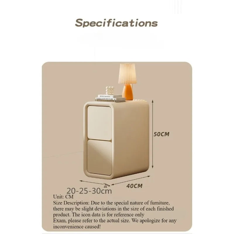 Cream wind bedside table light luxury French solid wood small ultra-narrow crevice mini modern simple bedside narrow cabinet