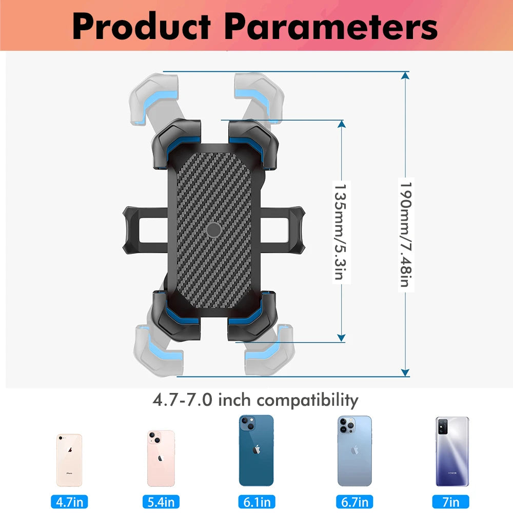 Motorcycle Mobile Phone Holder – 360° Rotating, Non-Slip, Adjustable Bicycle Mobile Phone Holder and Navigation Mount