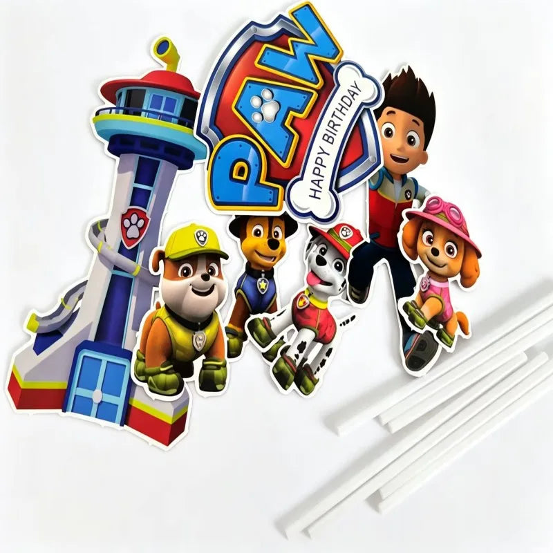 7pcs/set PAW Patrol Dog Team Cake Decoration Figurine Set Boys Patrol Leader Rick Play Toy for Birthday Parties Supplies Gifts