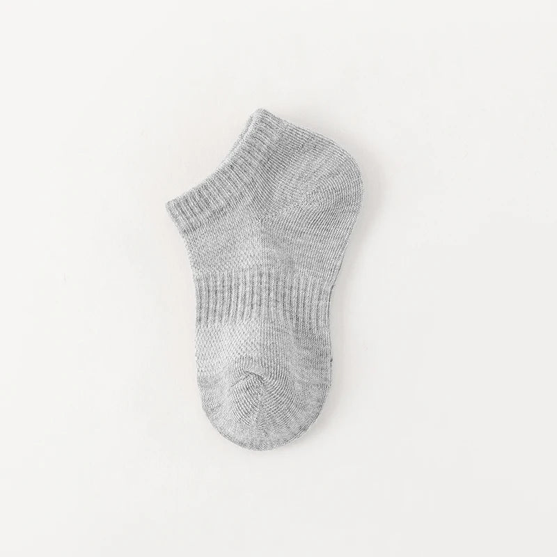6 Pairs Kids Socks Breathable Mesh Girls Ankle Socks White Black Solid Colors Boys Sports Socks for Spring Summer