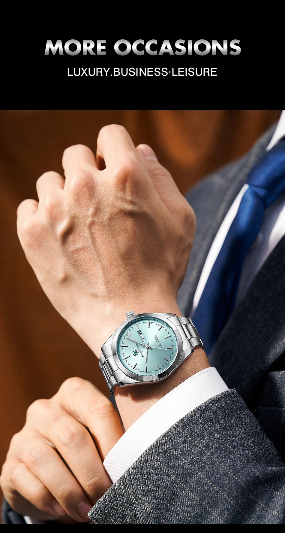 PAAZOMU Fashion Men's Quartz Watch Luminous Hands Date Week Stainless Steel Strap Waterproof Casual Wristwatch Quartz Men Watch