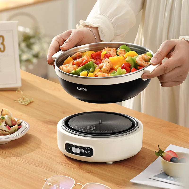 1.2L Electric Cooking Pot Portable Folded Rice Cooker Travel Multicooker Split Hot Pot 304 Stainless Steel Electric Skillt 500W