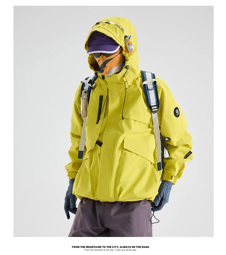 New Men's Mountaineering Jacket Windproof Waterproof Hiking Jackets for Men Fashion Hip Hop Design Casual Oversize Outdoors Coat