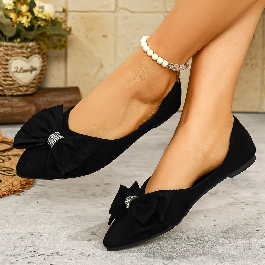 Women Flats Shoes 2026 Summer New Bow Pointed Toe Female Loafers Walking Fashion Sneakers Casual Shallow Breathable